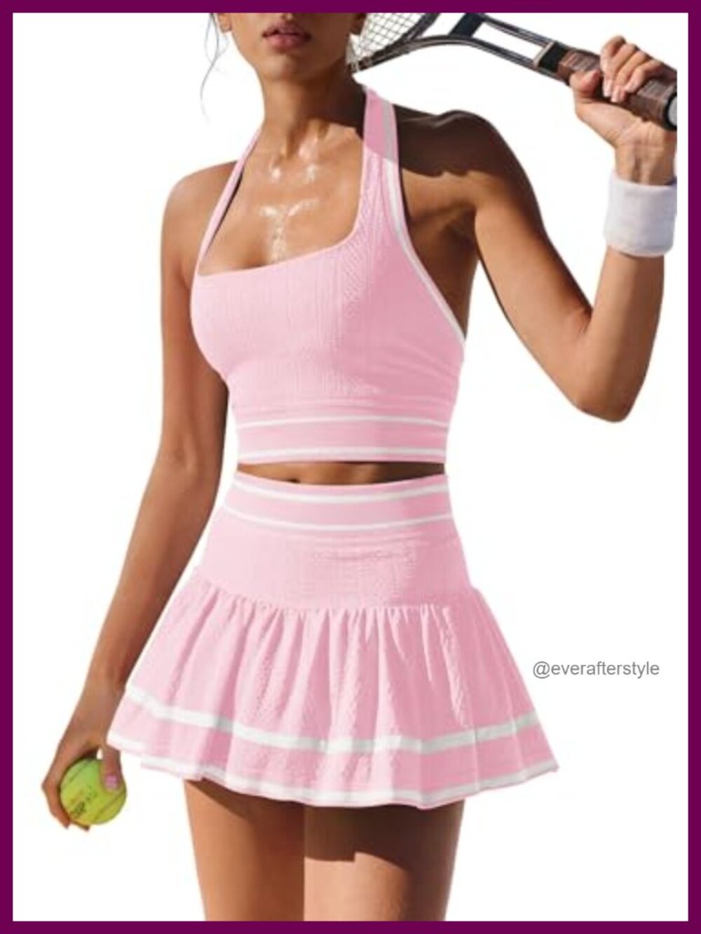 Womens 2 Piece Tennis Skirt Set Pickleball Golf Outfit 3D Stretch